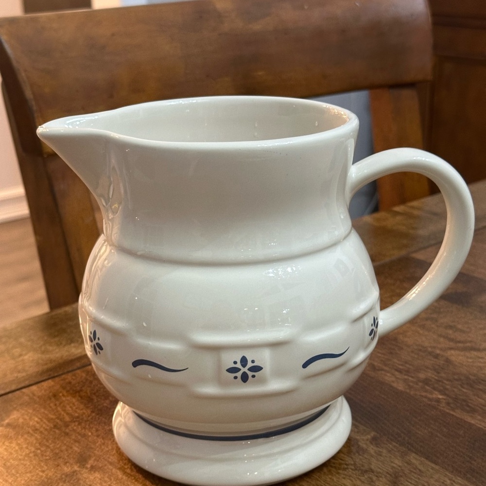 Longaberger Milk Pitcher Style Classic Blue Never Used Made 2 qt. 7.5”x 6” - Picture 3 of 6